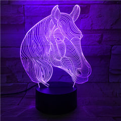 Acrylic Colorful Horse Head Color Changeable 3D LED Touch Remote Control Lamp Novelty Gifts Holiday Home Bedroom Decor 527