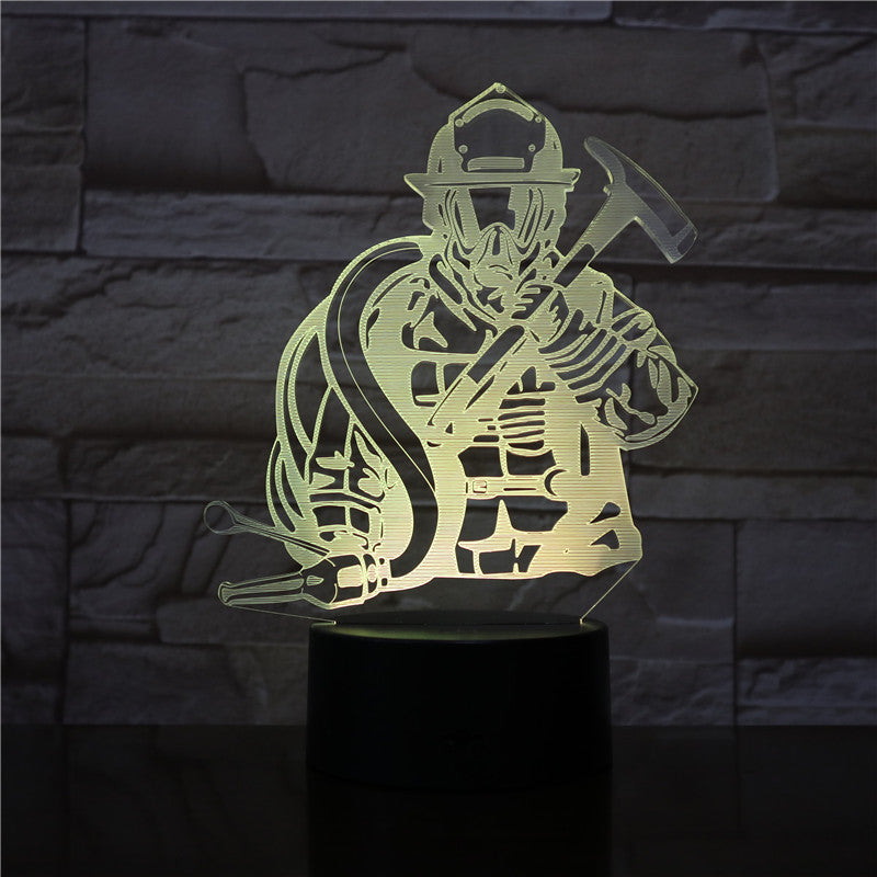 Fireman 3D LED Modeling USB Night Lights Creative Firefighter Table Lamp Home Decor 7 Colors Changing Sleep Lighting Gifts 2681