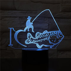 3D-2480 Fishing 3D 7/16 Change Acrylic table night light LED illusion Touch USB lamp Boy kids toy Gift