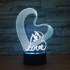 Love Heart 3D Night Light LED Table Lamp 3D Illusion Lamp Romantic Party Atmosphere Lamp For Wedding Decoration Wife's Gift