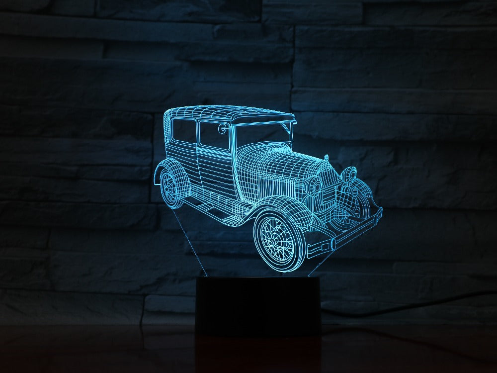 3D1009 Truck Van 3D LED Light Desk Table Halloween Decoration Gift Holiday USB 7 Colors Change Lava Lamp Kids for Father Dad