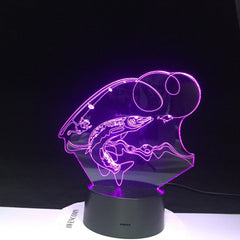7 Color Changing Bedroom 3D LED Big Fish Catch Light Fixture USB Night Light Decor For Fishing Enthusiasts Gifts Table Lamp 4285