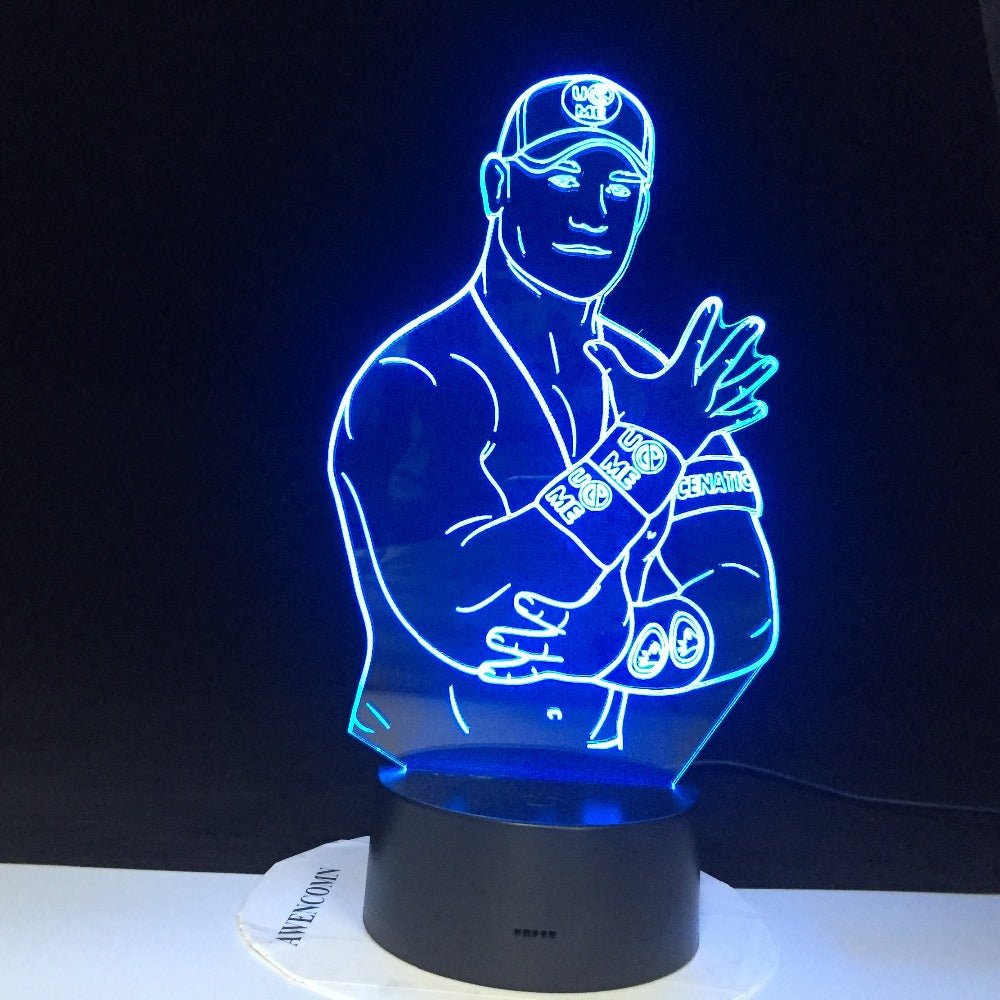John Cena Sport Wrestler 3D Led Night Light Touch Sensor Color Changing Nightlight for Office Room Decor Cool Table Lamp 3130