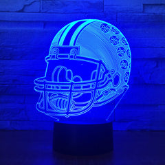 American Football Helmet Sports Caps 3D Lamp Team Logo Multicolors Lava LED Lighting Night Luminaria Best Fans Gift