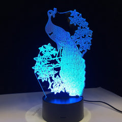 New Launch Elegant Peacock 3D Night Light USB Touch Table Lamp for Kids Gift Optical Illusion Bulb Lamp Bedside Lamp Drop Ship