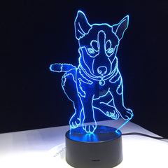 Husky Dog 3D LED lamp 7 Colors Lighting Children's Bedside Sleep Room Table Desk Modelling USB Changing Night Light Decor Gifts