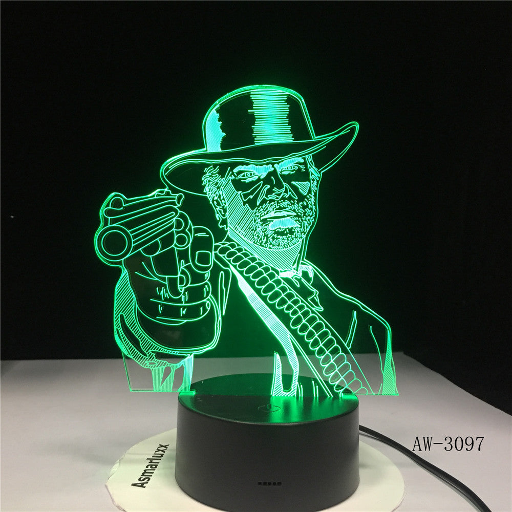 Red Dead Redemption 2 3D Table Lamp Kids Adult LED Colorful Touch Lamp Bedroom Remote Control Night Luminous Game Toys AW-3097
