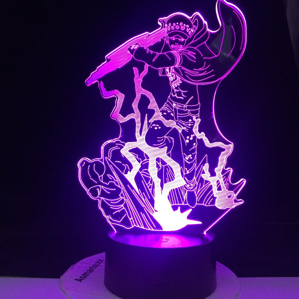 Trafalgar D. Water Law Figure Led ONE PIECE 3d Night Light Lamp Japanese Anime Nightlight for Child Bedroom Decor Lamp Bedside
