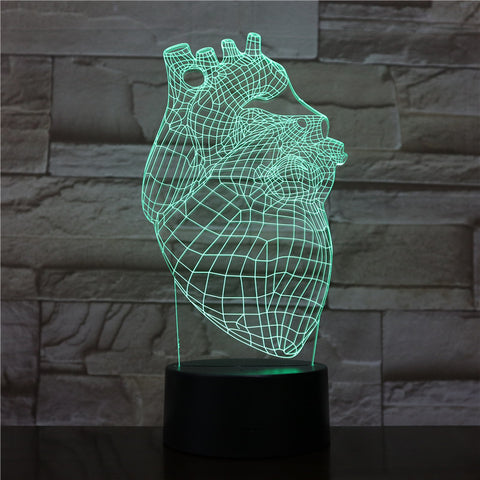 The Heart Shape 3D Lamp Battery Powered 7 Colors with Remote Cool Present for Children Atmosphere Led Night Light Lamp