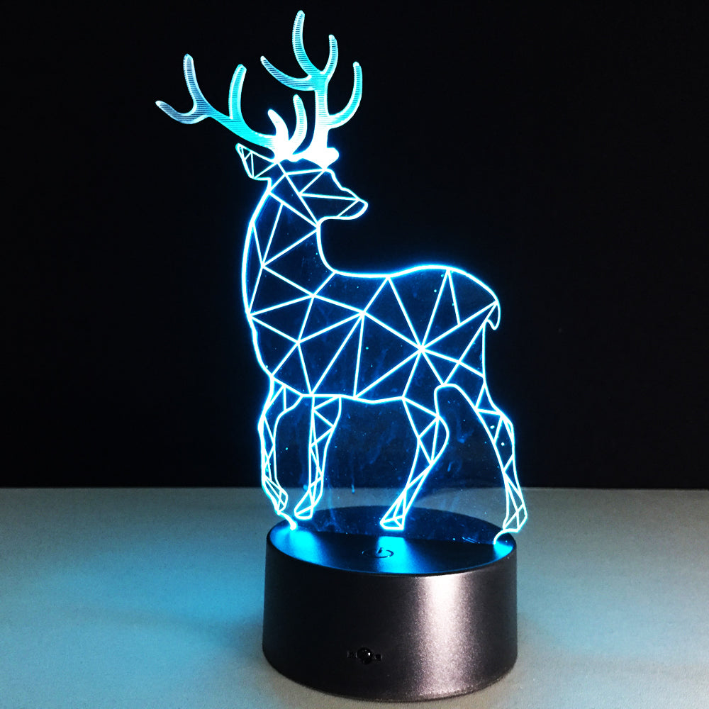3D Deer Plastic Desk Lamp Table Lights Handcraft LED Night Light Bedroom Christmas Toy 7 Colors Gift USB Plug Drop Shipping