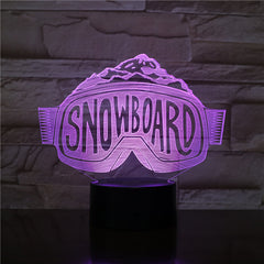 3D-2530 Snowboard Glass Shape LED Acrylic Night Light with 7 Colors Touch Remote Control Illusion Change Gift for Lovers