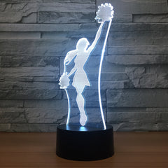 Cheerleader Girl 3D LED Lamp Cool Night Light 7 Colors Visual Sleeping Desk Lamp Home Decor Fixture Novelty Team Match Gifts