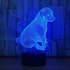 Cute Labrador Dog Lamp 3D Night Light Kids Toy LED 3D Touch Table Lamp 7 Colors Flashing LED Light Christmas Decoration
