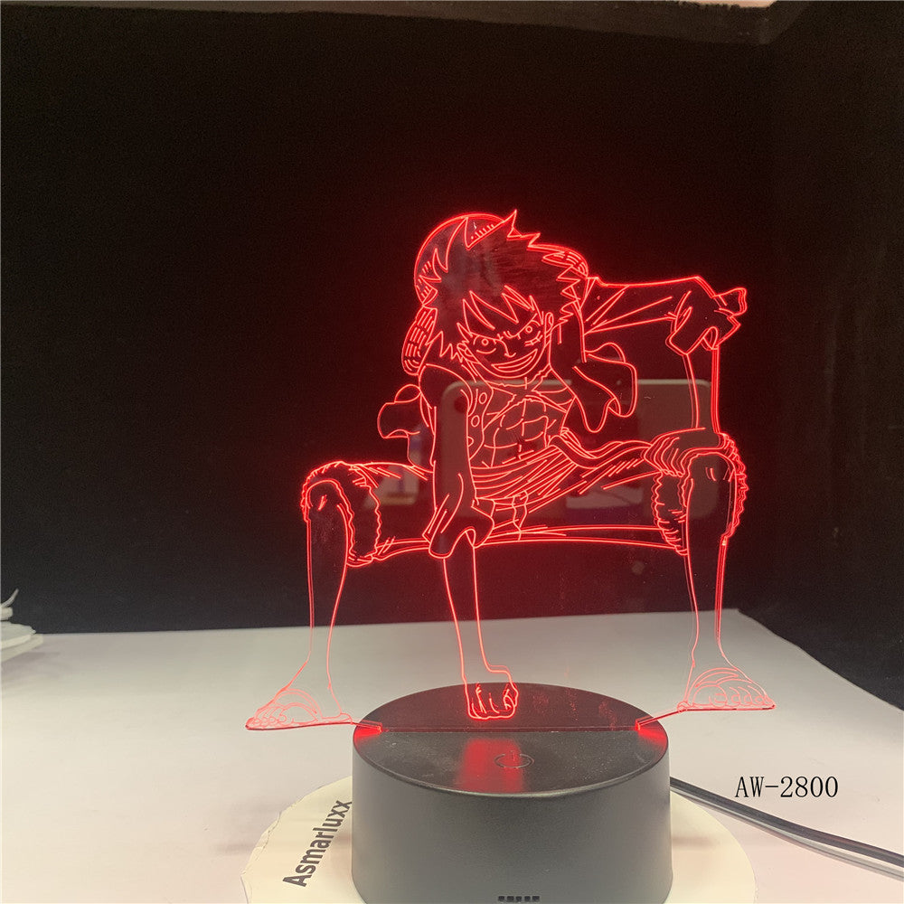 One Piece Luffy Table Lamp 3D LED Touch Switch Night Light Anime USB 7 Colors Atmospheres Decor LED Lighting Decor Gifts AW-2800
