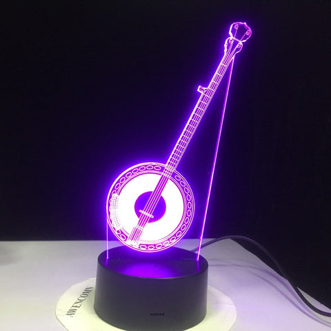 Chinese Banqin Guitar Model Desk Table Lamp Creative Musician Gift 3D Illusion Lamp LED Light for Household Decorate Lamp