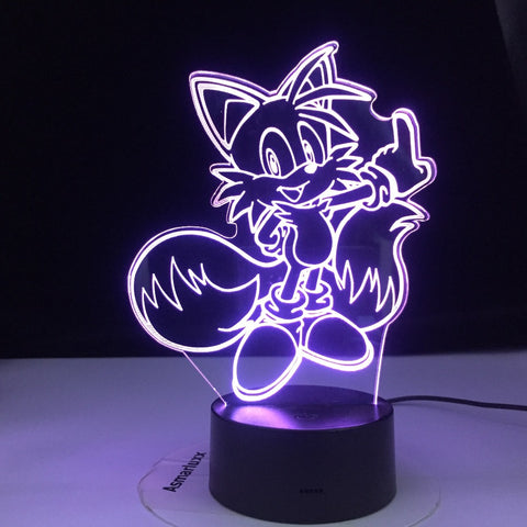 Cartoon Night Light ABS Base With Acrylic Light Borad Optical illusion Sonic the Hedgehog Amine Desk Lamp Dropshipping