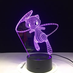 Mew Pokemon Go Lovely 3D Lamp 7 Colors Led Night Lamps For Kids Touch Led Usb Table Lampara Baby Cartoon Sleeping Nightlight