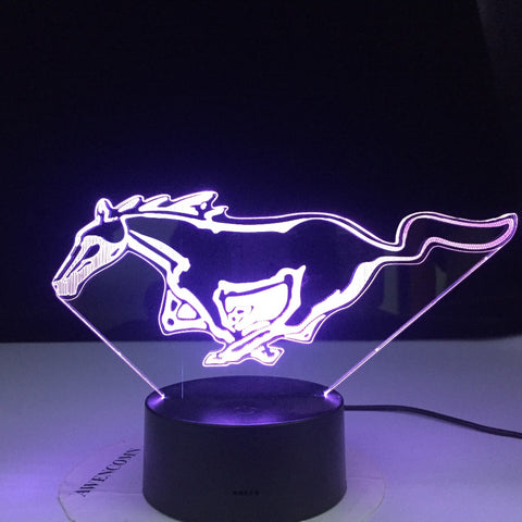 Colors Changing Running Horse Logo LED Night light USB Novelty Gift 3D Desk Table Lamp USB touch Baby Sleeping Home Decoration