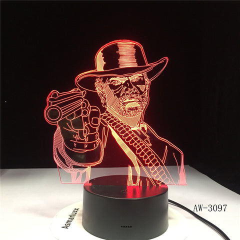 Red Dead Redemption 2 3D Table Lamp Kids Adult LED Colorful Touch Lamp Bedroom Remote Control Night Luminous Game Toys AW-3097