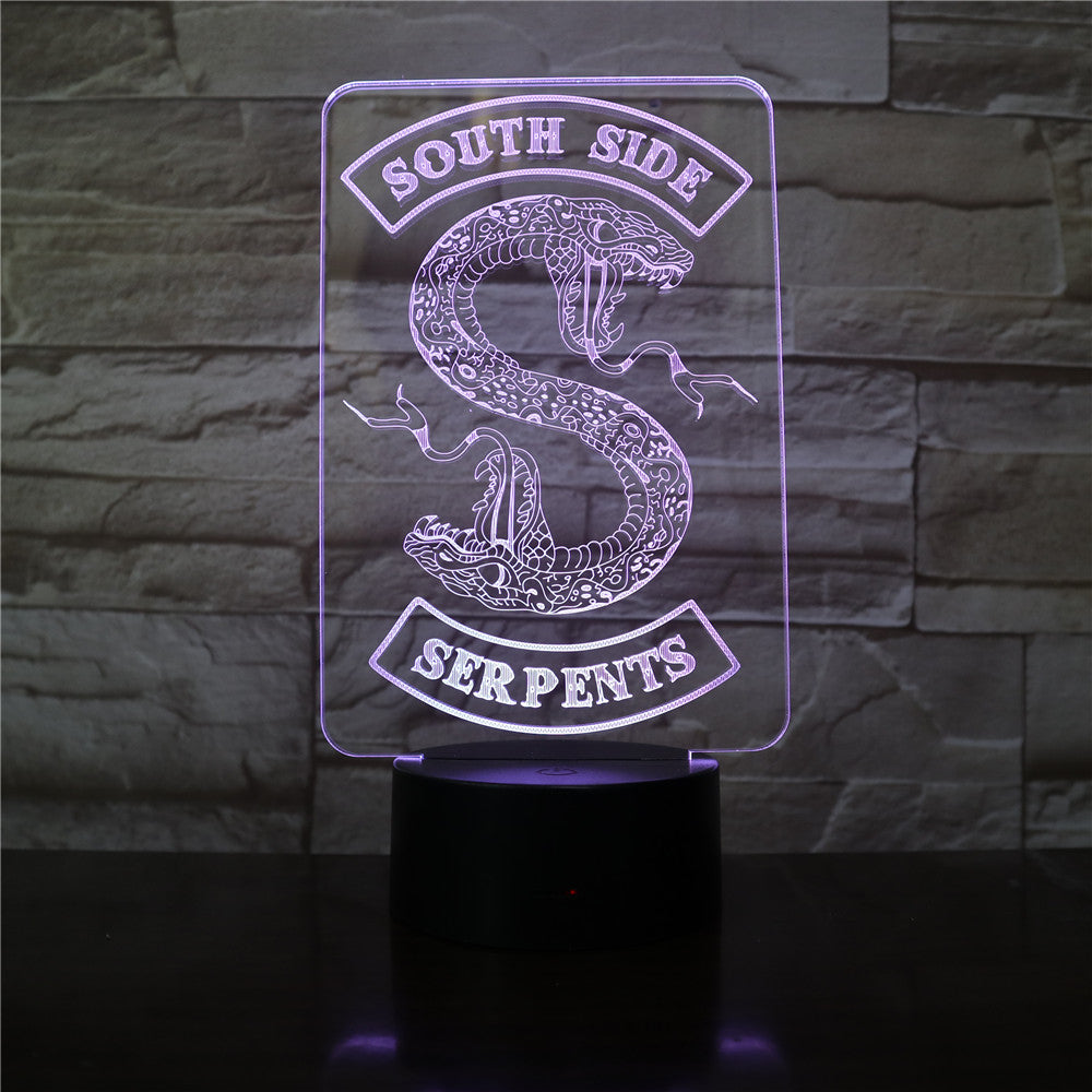 Badges Riverdale Snake Logo 3D LED Night Light Southside Serpents Decor Sign Things Riverdale Accessories Table Lamp Colors Gift