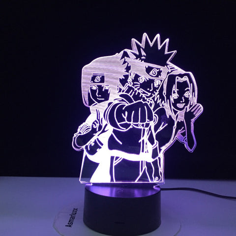 Naruto Uzumaki Led Night Light Anime Team 7 Sasuke Kakashi Hatake Kids Nightlight Itachi Uchiha 3d Lamp Child Brithday Gift