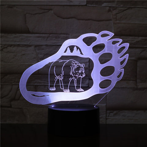 Bear Design Paw Shape LED 3D Night Light with 16 Colors Remote Change Kids Sleeping Night Atmosphere3D-2248 Dropshipping