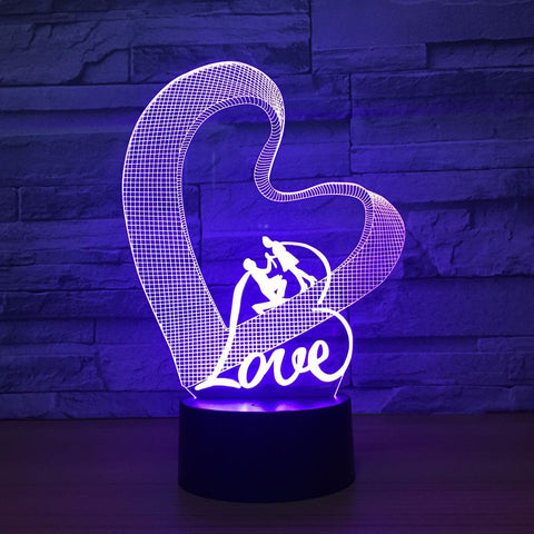 Love Heart 3D Night Light LED Table Lamp 3D Illusion Lamp Romantic Party Atmosphere Lamp For Wedding Decoration Wife's Gift