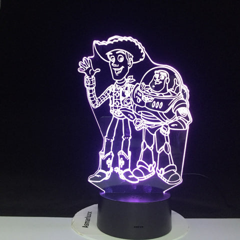3D-4349 Toy 3D LED Night Light Woody Buzz Lightyear 7 Color Changing Lamp Room Decoration Action Figure Toy For Christmas Gift