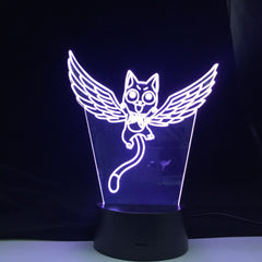 Fairy Tail Cat Happy Fly Figure 3d Led Night Light for Kids Bedroom Decor Led Touch Sensor Color Changing Desk Anime Gift