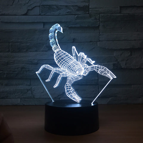 Scorpion 3D LED lamp 7 Colors RGBW Home Decor Atmosphere LED Night light USB LED Unique Special Decor Light for Drop Shipping