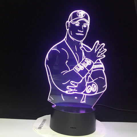 ohn Cena Sport Wrestler Celebrity 3D Led Night Light Touch Sensor Color Changing Nightlight for Office Room Decor Lights 3130