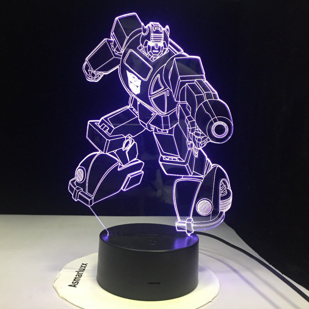 New Robot colorful 3D led night light 7 Colors auto Changing 3D Illusion lamp kids/baby bedroom bedside table lamp Transformers
