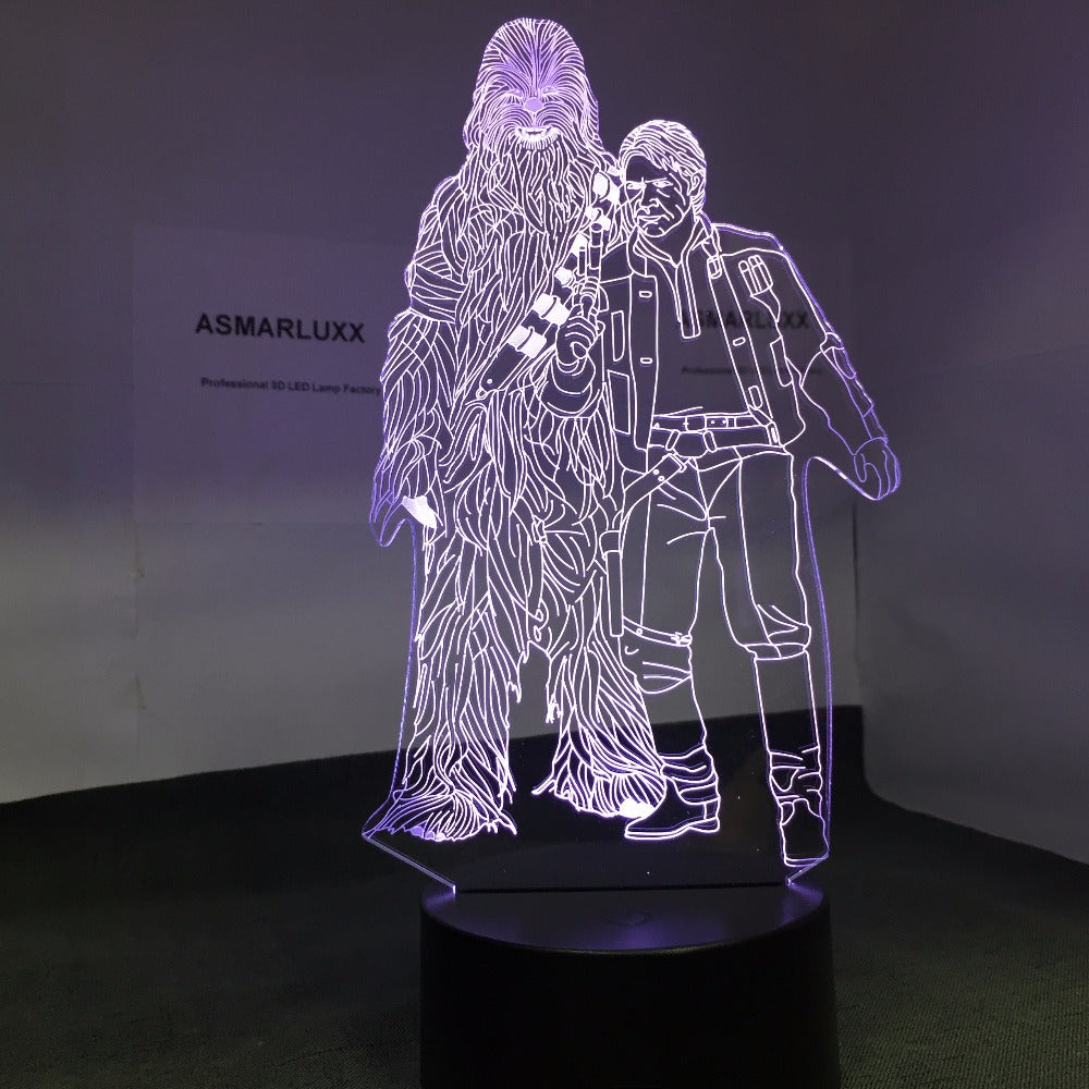 Chewbacca and Han Solo Shape 3D Lamp LED Light Touch Controller Table Lamp Night Lamp Model Toy Star Wars Gift Drop Ship