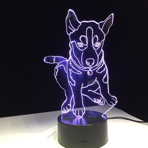 Husky Dog 3D LED lamp 7 Colors Lighting Children's Bedside Sleep Room Table Desk Modelling USB Changing Night Light Decor Gifts