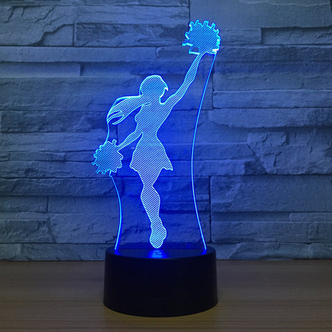 Cheerleader Girl 3D LED Lamp Cool Night Light 7 Colors Visual Sleeping Desk Lamp Home Decor Fixture Novelty Team Match Gifts