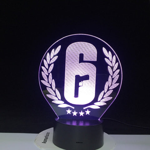 Rainbow Six Siege 3D Night Light LED Touch Sensor 7 Colors Changing Child Kids Gift FPS Game Table Lamp Rainbow 6 Logo 2878