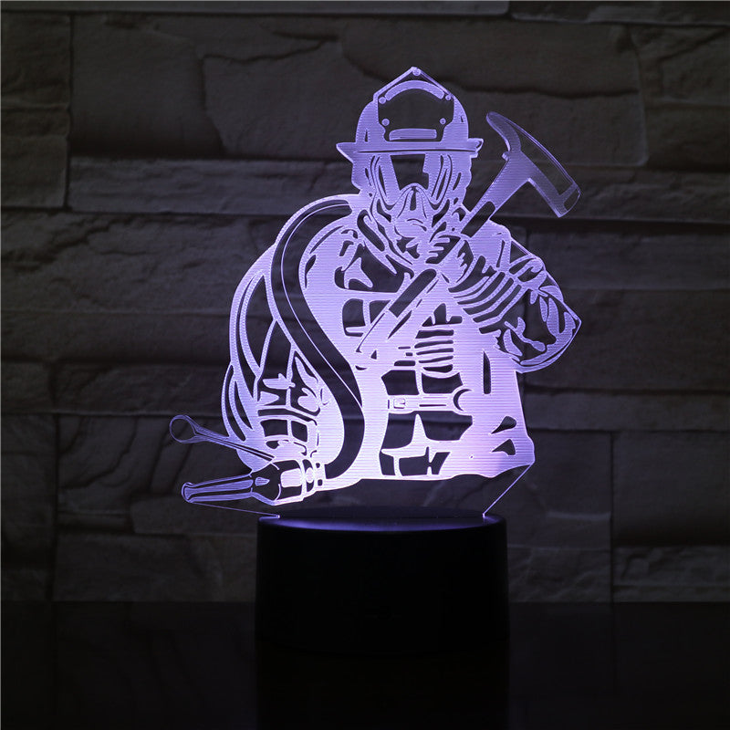 Fireman 3D LED Modeling USB Night Lights Creative Firefighter Table Lamp Home Decor 7 Colors Changing Sleep Lighting Gifts 2681