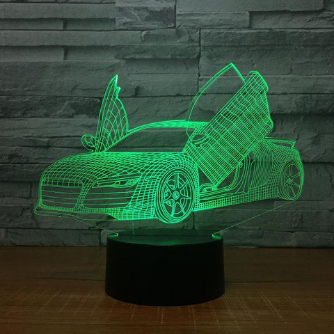 Multi Choice Cool Sports Car Auto 3D Night Light Novelty 7 Colors Changing LED Desk Table Lamp 3D Illusion Lamps For Boys Gifts