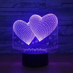 Double Two Heart 3d Lamp 7 Colors Led Night Lamp For Friends Touch Led Usb Table Lampara Lampe Sleeping Nightlight Drop Shipping