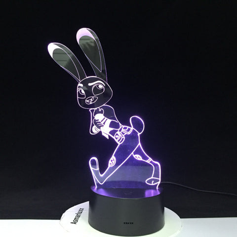 Crazy Animal City Judy Rabbit Night Light for Children Colors Changing Gift Nightlights Cartoon 3D Led Night Light Dropship 515