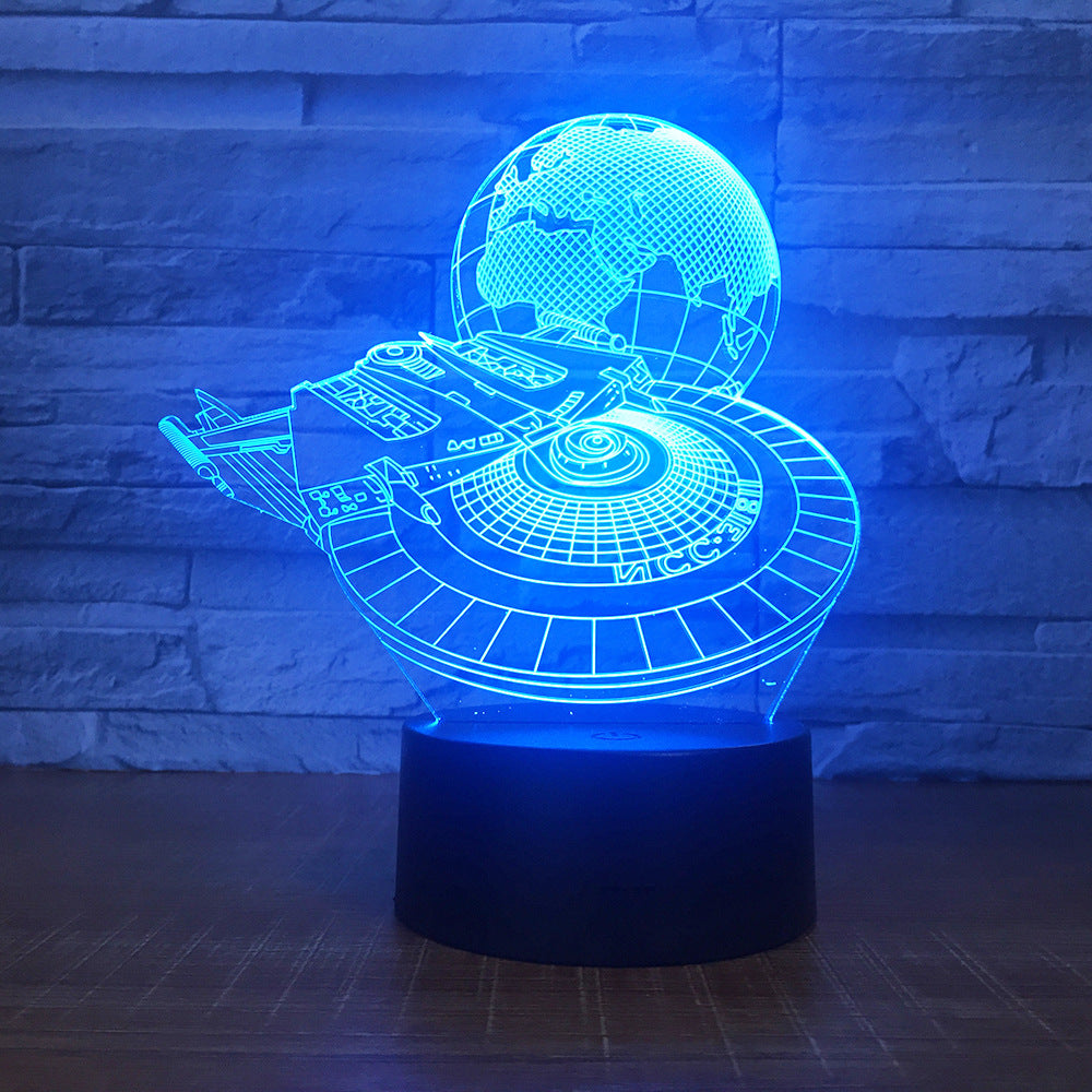 Star Wars Millennium Falcon With Earth 3D LED Lamp Boy Bedroom Night Light Trek Decor Bulbing Kids Toys Child Gift Luminaria