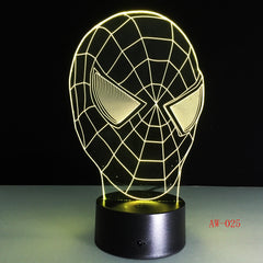 Hot Sale Superhero Figure SpiderMask 3D Lamp Multicolor Led Gradient Night Light Lampara Festival Kid Birthday Gift AW-025