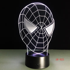 Hot Sale Superhero Figure SpiderMask 3D Lamp Multicolor Led Gradient Night Light Lampara Festival Kid Birthday Gift AW-025