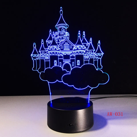 Castle Shape 3D LED Table Lamp Night Lights LED Illusion Lighting for Children Bedroom Wedding Decoration Birthdays Gift AW-031