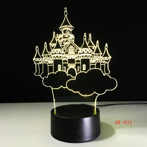 Castle Shape 3D LED Table Lamp Night Lights LED Illusion Lighting for Children Bedroom Wedding Decoration Birthdays Gift AW-031