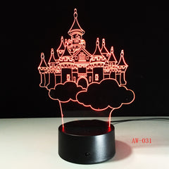 Castle Shape 3D LED Table Lamp Night Lights LED Illusion Lighting for Children Bedroom Wedding Decoration Birthdays Gift AW-031
