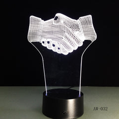 Hand Shake 3d Visual Illusion Lamp Transparent Acrylic Night Light Led Fairy Lampa Color Changing Touch Table Bulbing AW-032