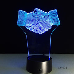 Hand Shake 3d Visual Illusion Lamp Transparent Acrylic Night Light Led Fairy Lampa Color Changing Touch Table Bulbing AW-032