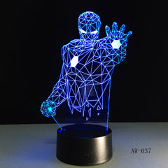Novelty Superhero Ironman Action Figure 7 Colors Changing LED 3D Night Lamp lampada Child Table Bedroom Bedside Gifts AW-037