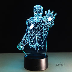 Novelty Superhero Ironman Action Figure 7 Colors Changing LED 3D Night Lamp lampada Child Table Bedroom Bedside Gifts AW-037